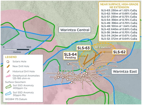 Plan View of Warintza Central Drilling Released to Date