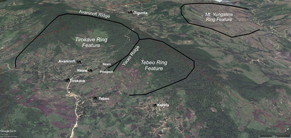 Satellite image of Tirokave and Tebeo Ring Features